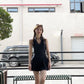 Hot girl halter neck dress chic waist a-line pleated short skirt R0583