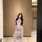 Purple suspender dress beautiful waist a-line beach dress R0587