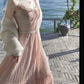 Gentle fairy nude pink lace sling long skirt dress R3872
