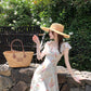 French romantic floral dress women's summer unique beautiful long dress R3870