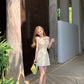 Cream yellow Chanel style suspender dress beautiful summer skirt R3874