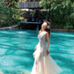 Mint green mesh dress fairy holiday lace summer suspender long dress new style R3873