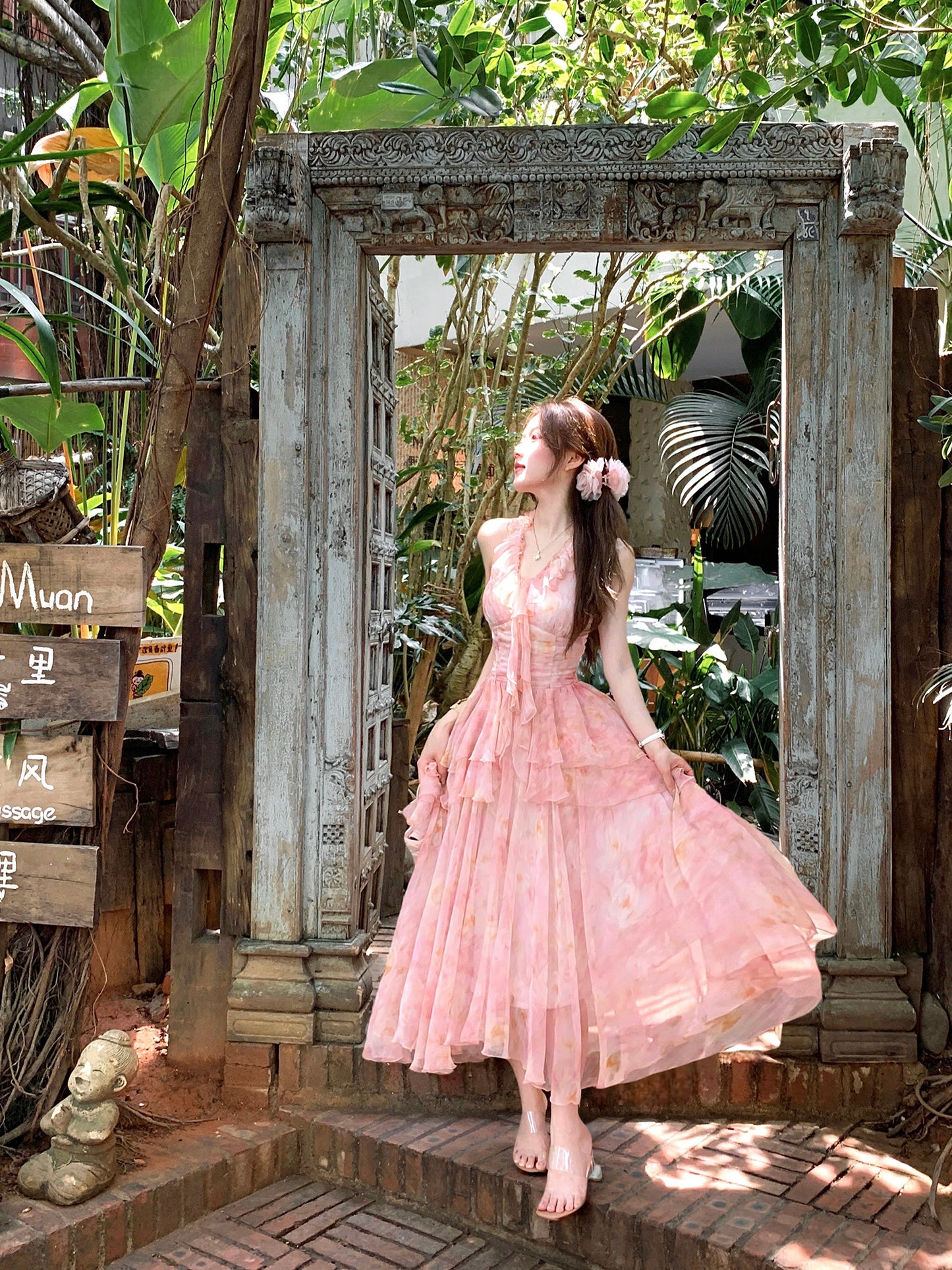 Holiday fairy floral dress beautiful summer long dress R3871