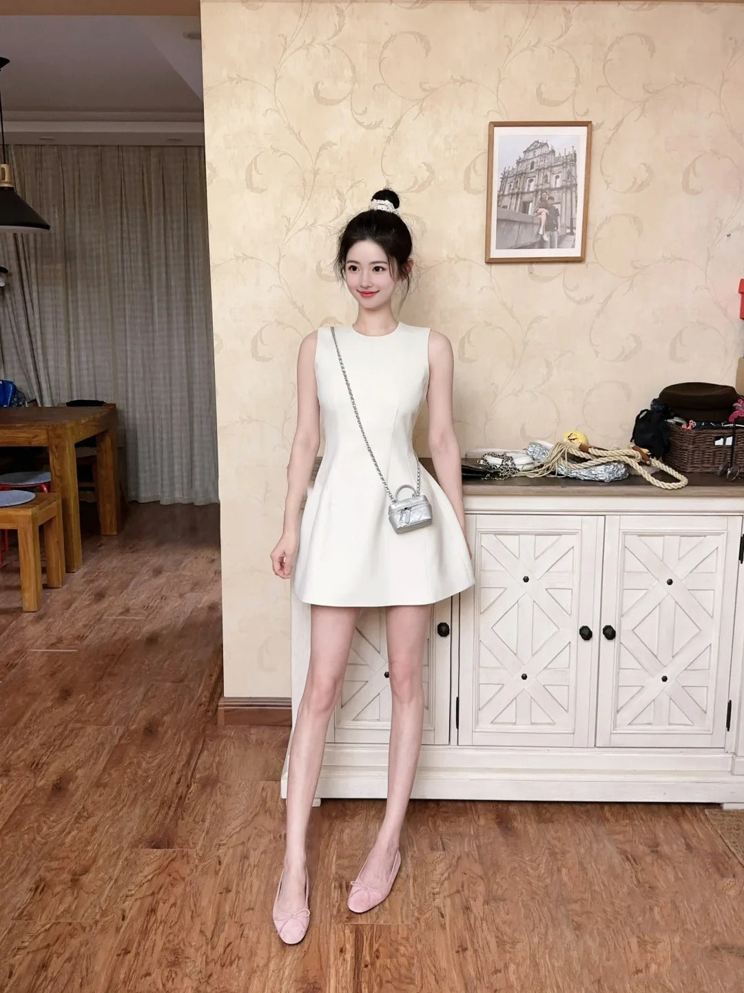 White sleeveless vest dress unique waist dress tutu skirt R0546
