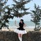 Black sleeveless vest dress temperament waist puffy short skirt R0545