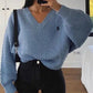 2023 Pullovers Women Autumn Winter Sweaters Solid V-Neck Loose Casual Daily Basic Womens Knitted Basic Chic Long Sleeve Sweater      S2824