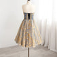 A-Line Gold/Blue Lace Short Prom Dress, Cute Homecoming Dress with Beading       S3201