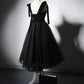 Black tulle short prom dress, black tulle formal dress    S3275