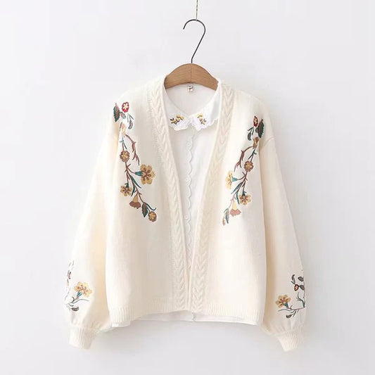 Women Chic Flower Embroidery Cardigans    S2780