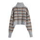New lazy high neck slim plaid sweater     S2524