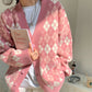 Argyle Pattern V-Neck Knitted Cardigan Sweater    S2792