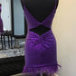 V-Neck Sequins Homecoming Dress with Feather Hem        S3032