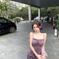 Sexy purple suspender dress with elegant waist and slimming A-line short skirt R0541