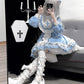 Gothic style decoration female lolita blue and white dress female cute daily dress OP princess dress R1678