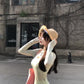 2025 Cool and Relaxed Wear Set Green Long-sleeved T-shirt Vest Skirt Three-piece Set R0497