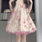 Gentle and sweet style flower off-shoulder halter dress beautiful loose A-line skirt R0798