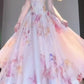 Gentle temperament pink floral suspender dress beautiful waist dress R0685