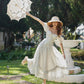 First Love Little White Dress Retro Pastoral Waist Belt Fake Two-Piece Fishbone Dress R5069