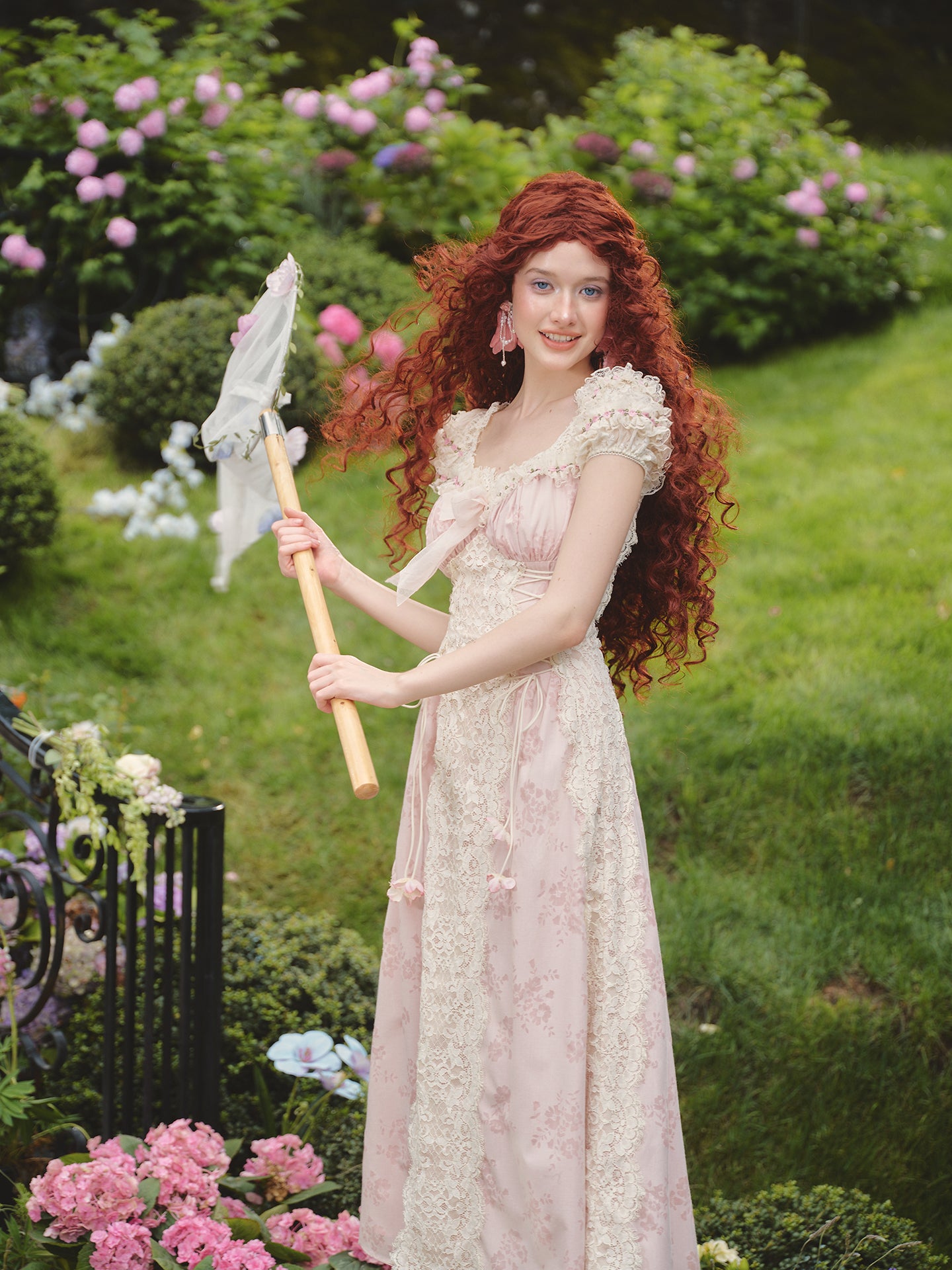 French sweet design tie waist lace dress new R5070