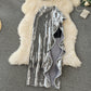 High-end suit sequined tube top short sexy high slit ruffle skirt holiday two-piece suit R2210