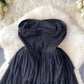 Retro elegant tube top dress dress waist temperament irregular fluffy little black dress R2253