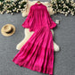 High-grade hollow lace splicing lantern long-sleeved shirt + high-waisted slim-fitting skirt R2258