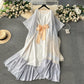 European and American style two-piece dress with printed shawl coat, sleeveless vest dress R2232