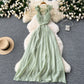 Sexy ruffled halter dress with open back and hollow waist, slim French holiday dress R2208
