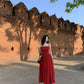 French square neck waist hip dress high waist sleeveless slim suspender dress slit long skirt R1434