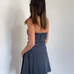 Hot girl college style tube top dress female summer sexy high waist slim fit pleated short skirt R3075