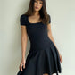 Elastic sexy low-cut square neck waist dress new summer style temperament slim ballet skirt R3073