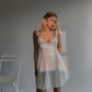 White embroidered double-layer suspender skirt French retro summer dress waist slimming skirt R3080