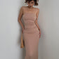 Temperament big backless waist suspender dress women's summer sexy long hip skirt R3077