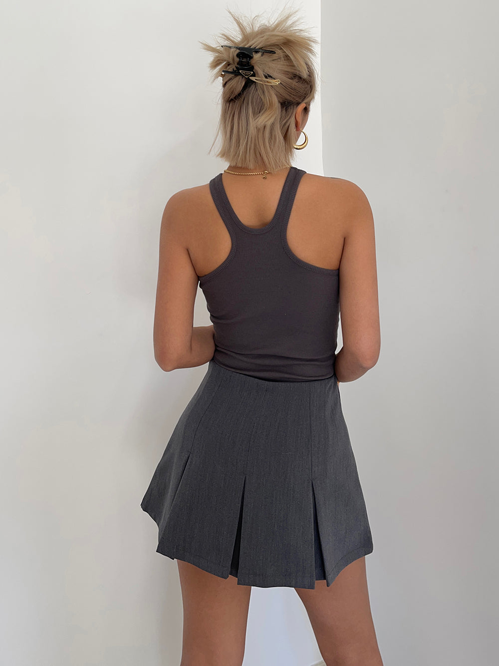 American retro college style a-line short skirt pants high waist pleated skirt short skirt summer R3074