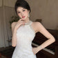 Birthday party small dress skirt high-end temperament heavy sequin halter neck dress R1768
