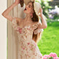 French romantic vacation long dress floral seaside halter dress summer R5108