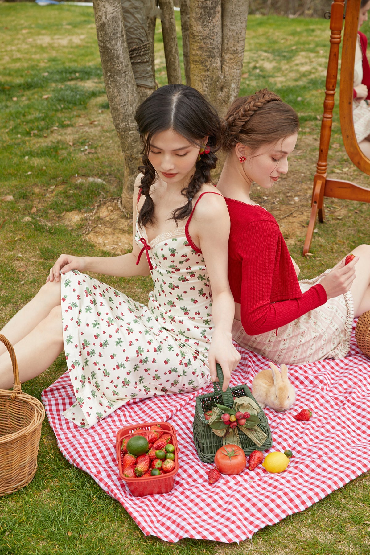 French Retro Countryside Print Slip Dress R5109