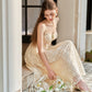 French style little white dress heavy suspenders long fishbone dress summer R5110