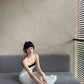 White tube top dress gentle style unique mesh long skirt R0531