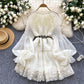 French court style dress sweet embroidery lace lantern sleeves ruffled holiday tutu skirt R2224