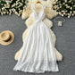 Sexy ruffled halter dress with open back and hollow waist, slim French holiday dress R2208