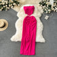 Hot girl style tube top short versatile pleated slim skirt fashionable two-piece skirt suit R2239