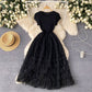 European and American style high-end dress mesh design waist slimming super fairy long skirt R2228