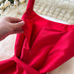 Dinner party dress high-end sling dress French style waist temperament fluffy big swing dress R2215