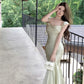 Dress satin 2025 ruffled holiday fishtail pure desire banquet sling long dress R1446