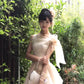 Gentle temperament lace off-shoulder dress beautiful waist small dress tutu skirt R0793
