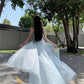 Blue V-neck suspender dress beautiful gentle temperament small skirt R0669