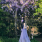 Atmosphere small skirt gentle temperament A-line long skirt purple halter neck dress R0671