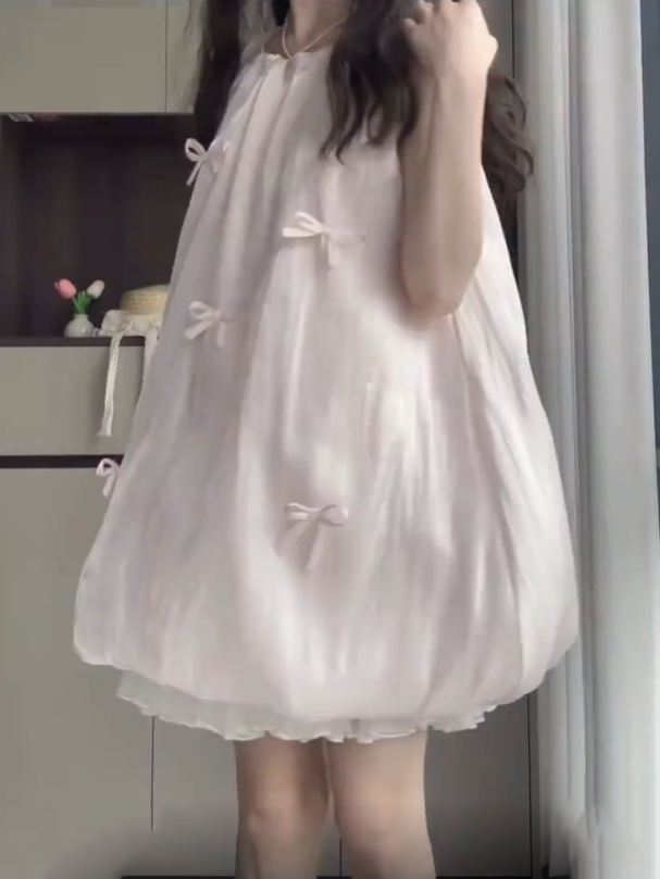 Sweet and fresh sleeveless flower bud dress temperament French A-line skirt for petite R0789