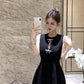 Temperament little black dress bow vest dress waist A-line small dress R0536